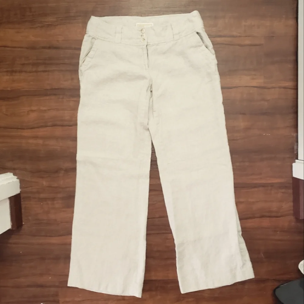Michael Kors Linen mid rise Wide Leg Pants size 10 - Picture 2 of 11